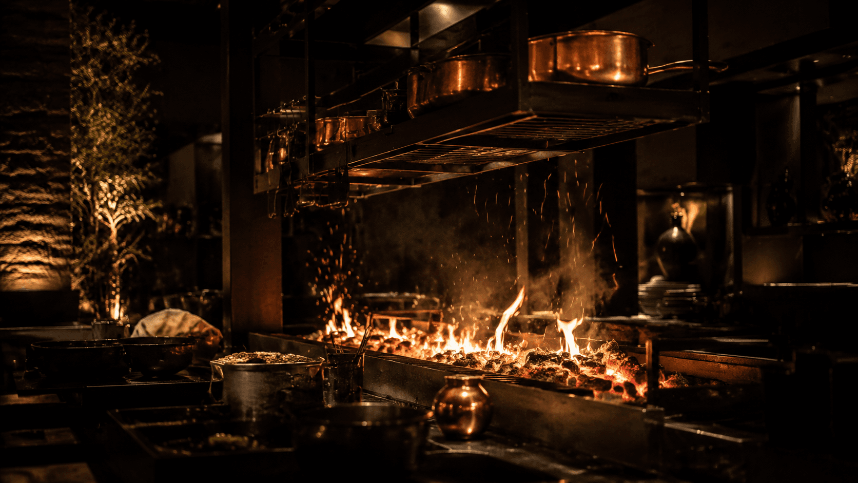 Cocina de brasa en directo